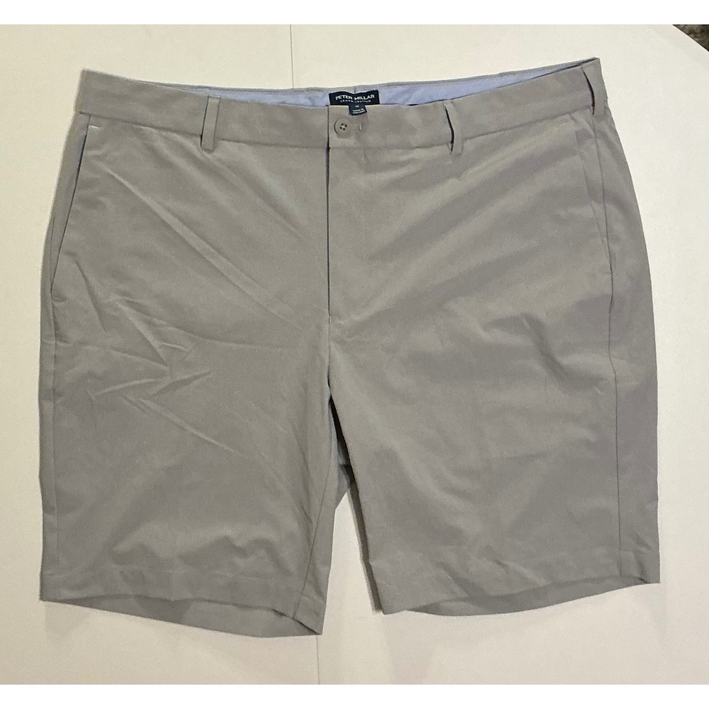 Peter Millar Crown Crafted Mens Gray Performance Golf Shorts Size 38 Tailored